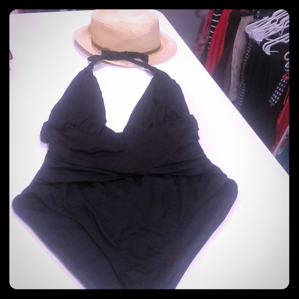 La Blanca Black V Neck One Piece